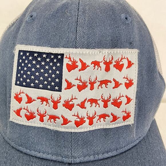 Columbia PHG Game USA Flag Fitted Trucker Hat Whitetail Deer Elk Duck L/XL EUC - Picture 3 of 10